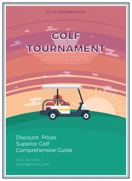 Golf Tournament Flat Poster — Stock Vector