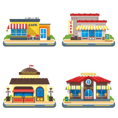 Cafe 2x2 Düz Simgeler Seti
