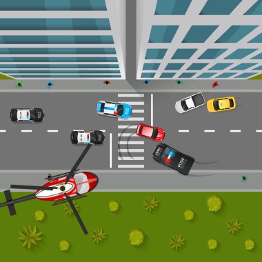 Polis Chase Top View İllüstrasyon