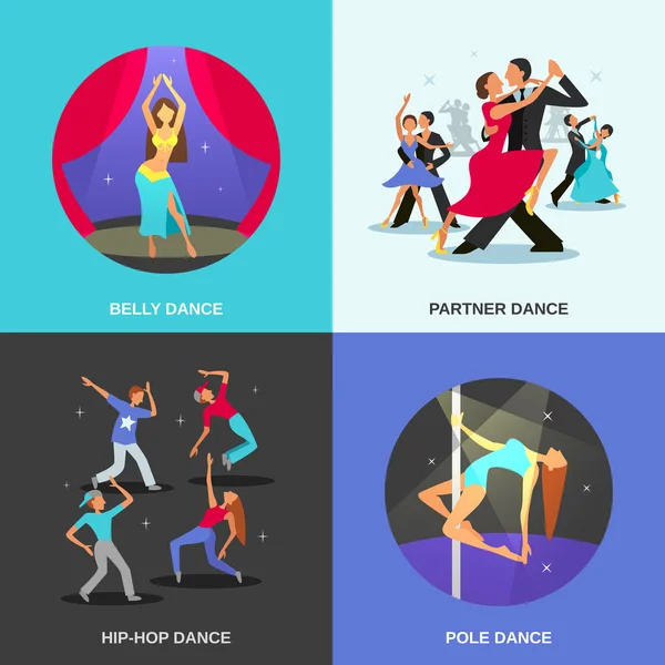 舞蹈平面概念 — 图库矢量图片