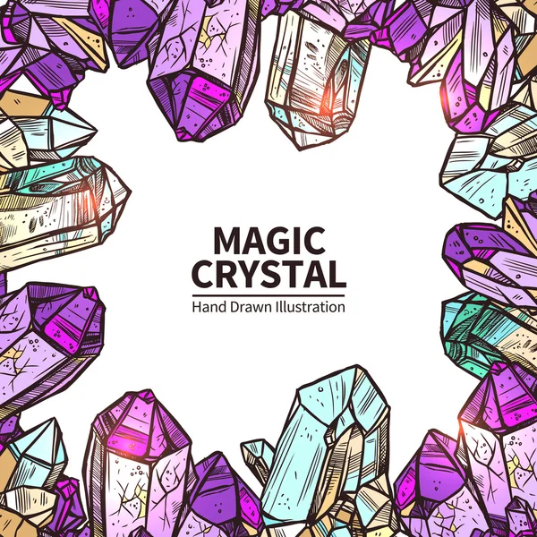 Nakreslené ruční ilustrace krystalů — Stockový vektor