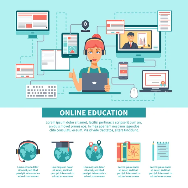 Online oktatás képzés infographics — Stock Vector