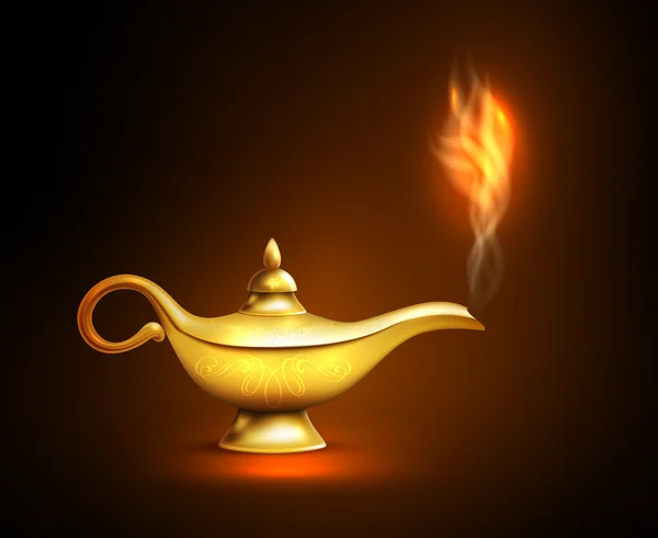 Lámpara realista Aladdin Humo — Vector de stock