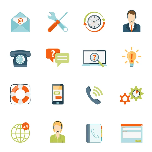 Contacteer ons Customer Support icons set — Stockvector