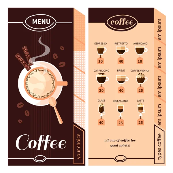 Diseño de menú de café — Archivo Imágenes Vectoriales