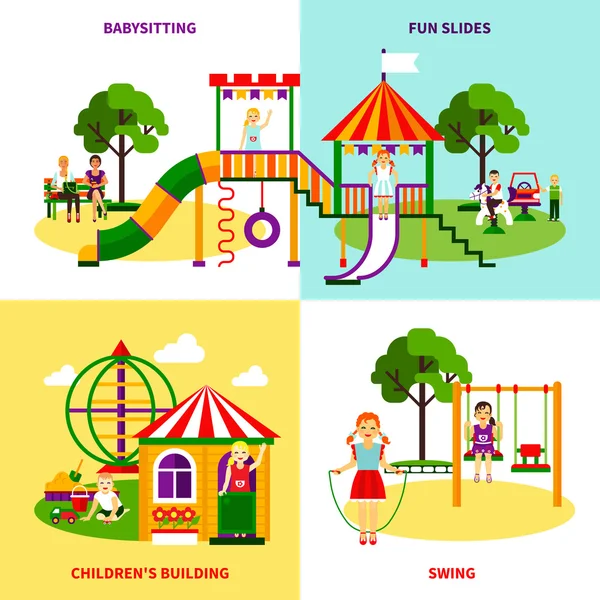 Conceito de Design de Parques Infantis — Vetor de Stock