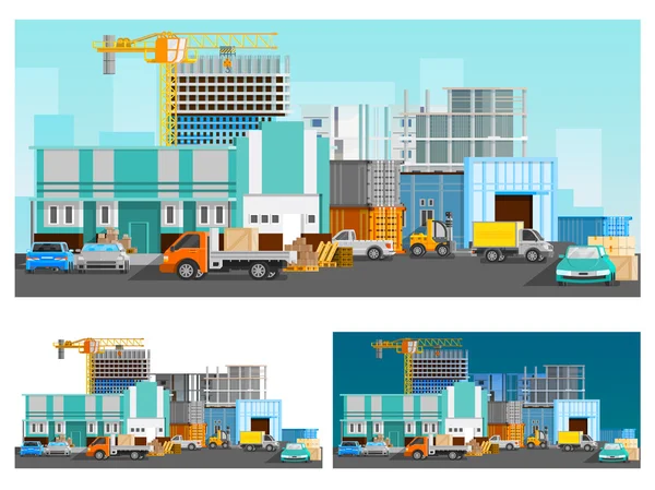 Armazém e Conjunto de Composições Logísticas —  Vetores de Stock