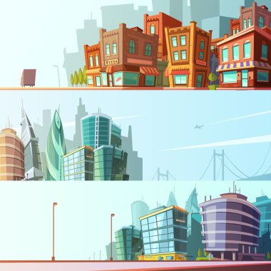 Şehir Skyline 3 Yatay Afiş Seti