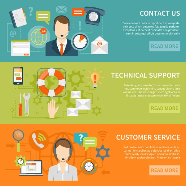 Contact Us Customer Support Banners — Stock Vector