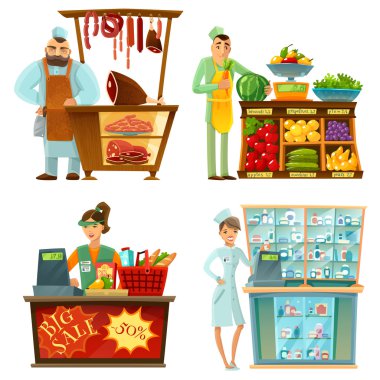 Satıcı Sayaç Servisi 4 Karikatür Kompozisyonlar Seti