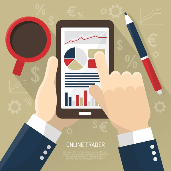 Χρηματιστηριακή αγορά στο smartphone — Διανυσματικό Αρχείο