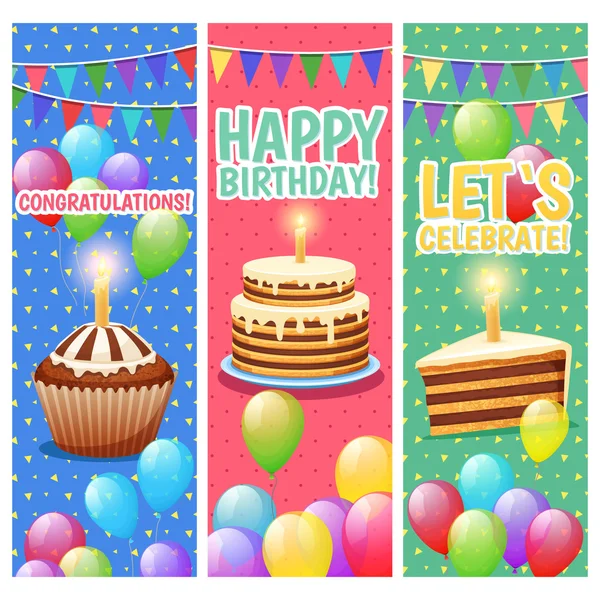 Festive Colorful Celebrations Vertical Banners Set — Stock Vector