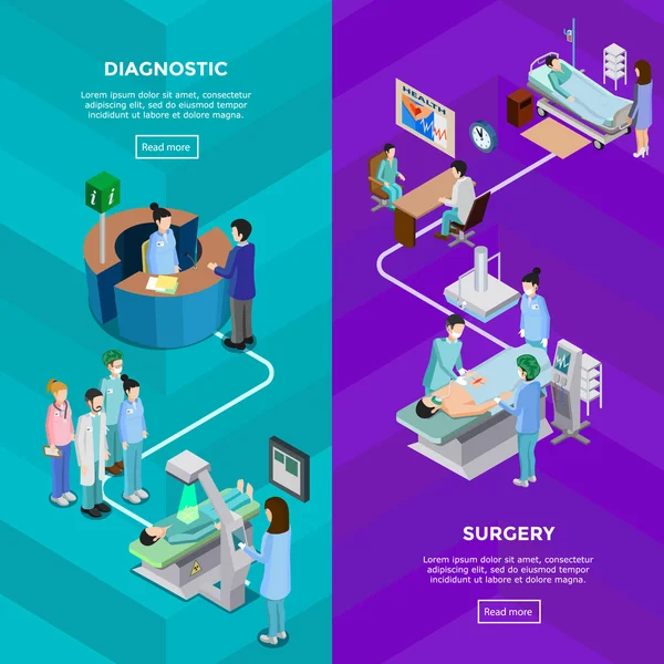 Dos banderas verticales del hospital — Vector de stock