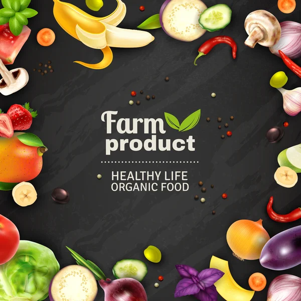 Fruits et légumes Tableau noir — Image vectorielle