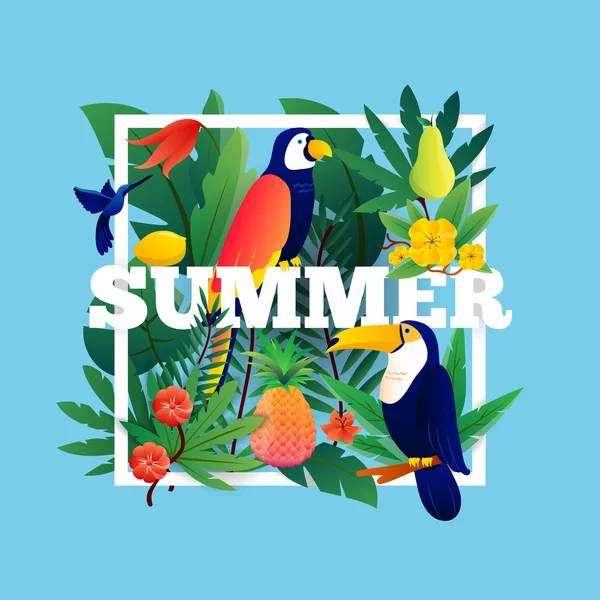Καλοκαίρι τροπικά πλαίσιο — Διανυσματικό Αρχείο
