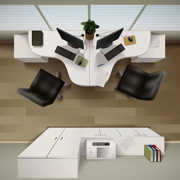 Büro Innenraum Ansicht Illustration — Stockvektor