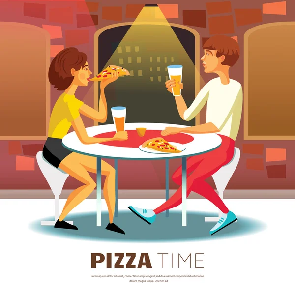 Pizza Time Illustration — Stock Vector