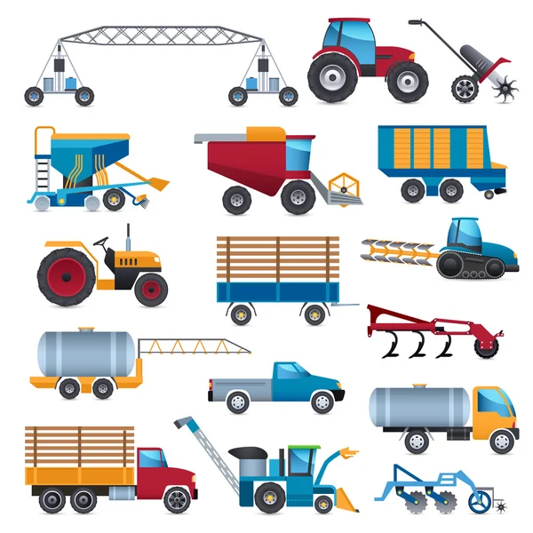 Agricultural Machines Icons Set — Stock Vector