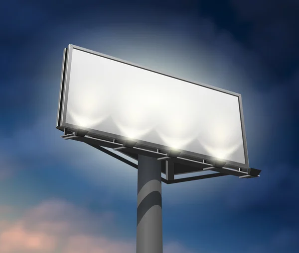 Billboard iluminado imagen de noche — Vector de stock