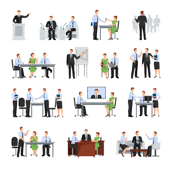 Σύνολο εικονιδίων επιχειρηματικής διάσκεψης — Διανυσματικό Αρχείο
