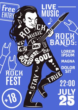 müzik harfleri siluet afiş rock
