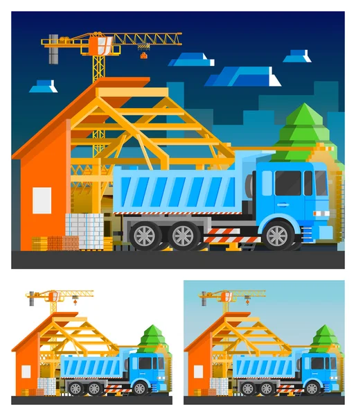 Conjunto de Composições de Construção —  Vetores de Stock