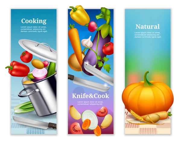 Banners Verticales de Verduras Naturales — Vector de stock