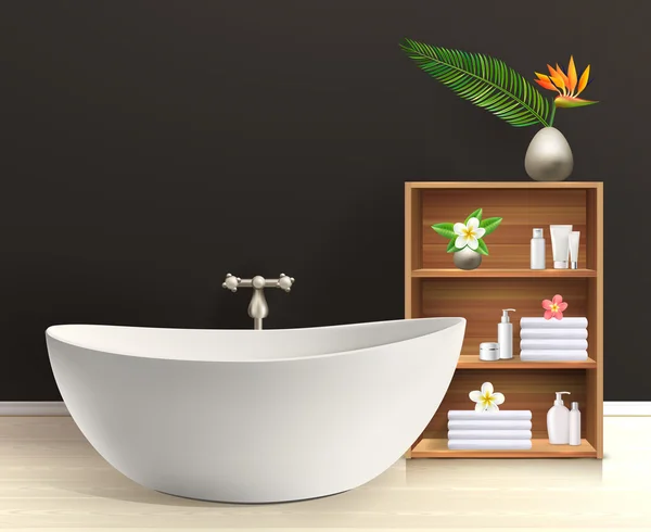 Baño interior con muebles — Vector de stock