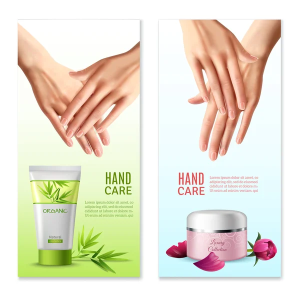 Crema de manos natural 2 Banners realistas — Archivo Imágenes Vectoriales