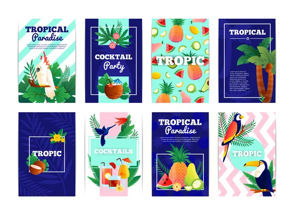 Conjunto de tarjetas de banners tropicales — Archivo Imágenes Vectoriales