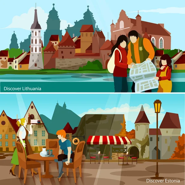 Набір композицій європейські Міські пейзажі — стоковий вектор