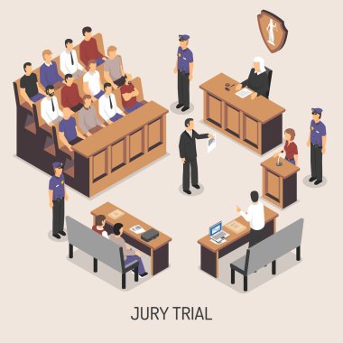 Jury Trial Isometric Composition clipart