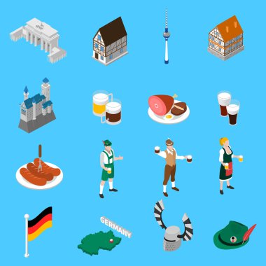 Alman kültürü gelenekleri izometrik Icons Collection