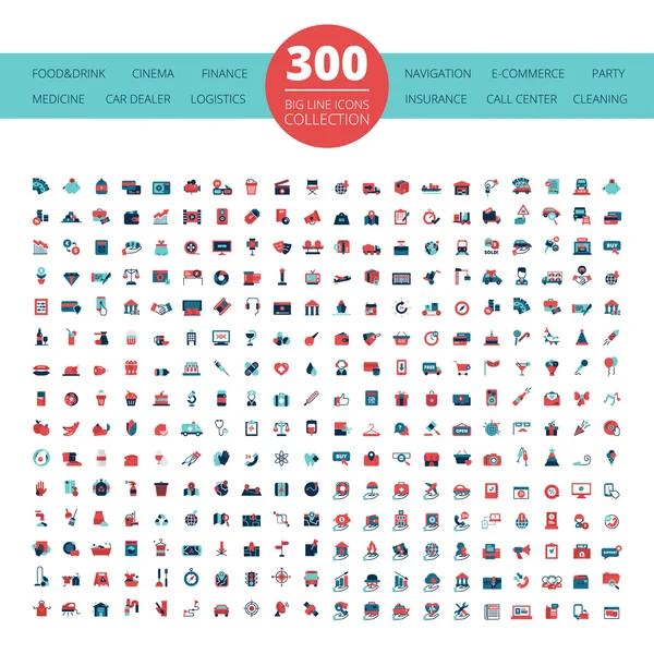 Emblemen logo 300 platte icons collectie — Stockvector