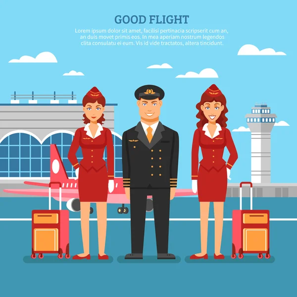 Afiche de empleados del aeropuerto — Vector de stock