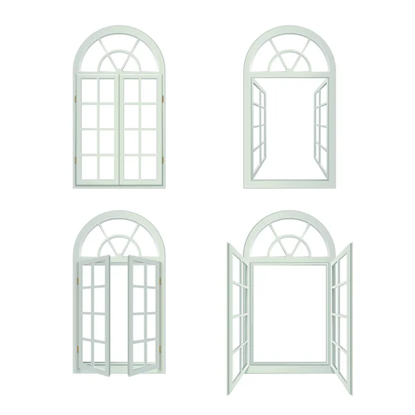 Juego realista de ventanas arqueadas — Vector de stock