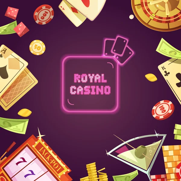 Royal Casino Retro Cartoon Illustration — Stock Vector