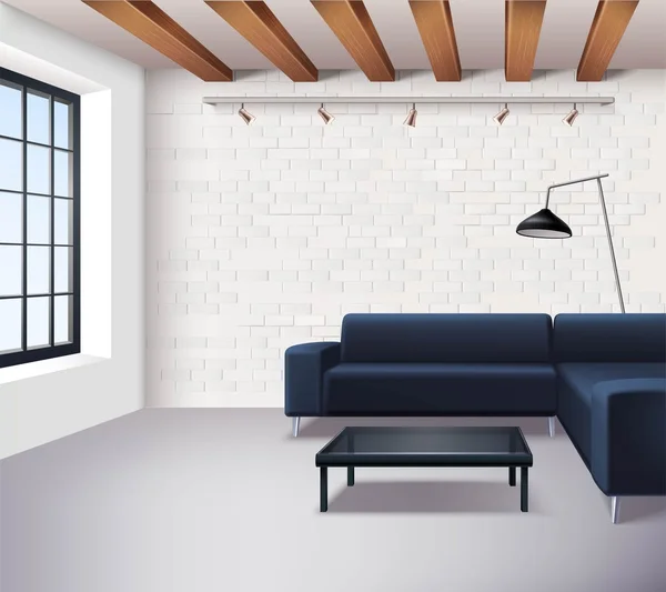 Realista Loft Concepto Interior — Archivo Imágenes Vectoriales