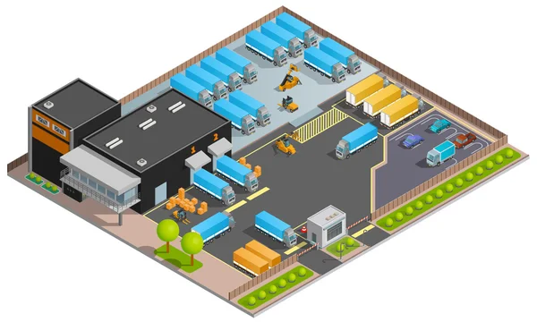 Transport routier de marchandises Concept de conception isométrique — Image vectorielle