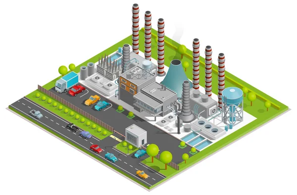 Conceito Isométrico de Planta Química — Vetor de Stock