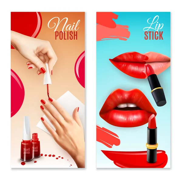 Kosmetika och skönhet Banners Set — Stock vektor