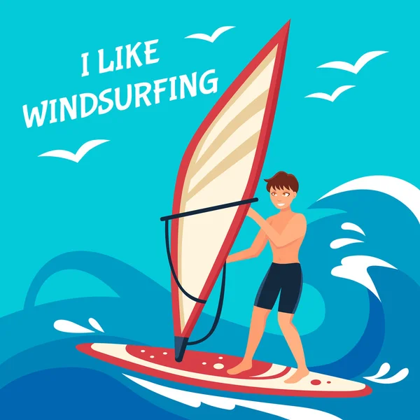 Windsurf Ilustración de fondo — Vector de stock