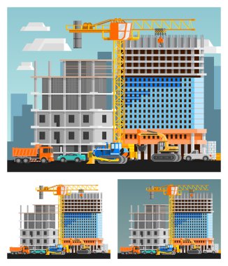 Construction And City Compositions Set clipart
