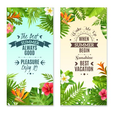 Tropical Plants 2 Colorful Vacation Banners clipart
