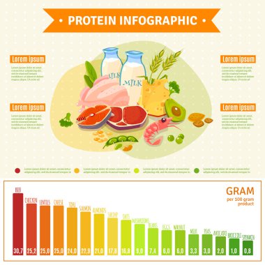 Sağlıklı Protein Gıda Bilgigrafiği Düz Afiş