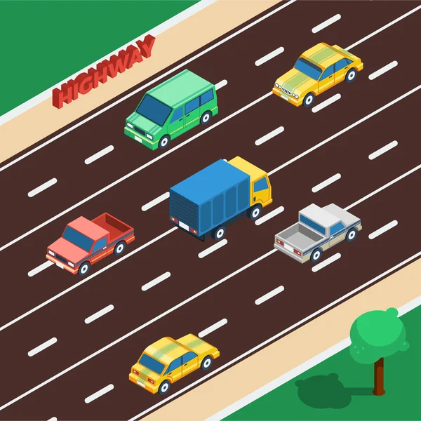 Highway isometrisk Illustration — Stock vektor