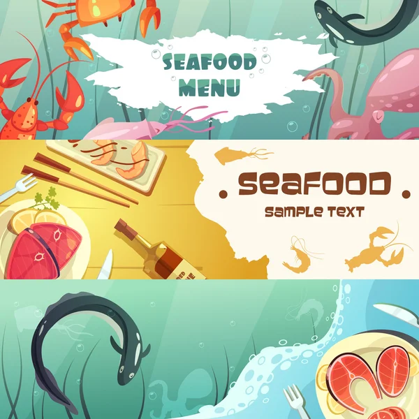 Banners de menu de frutos do mar —  Vetores de Stock