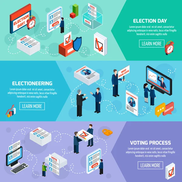 Eleições e votação Banners isométricos —  Vetores de Stock