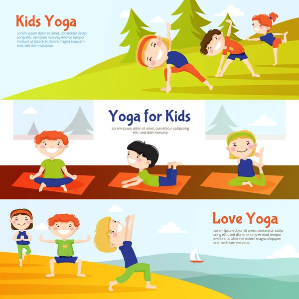 Set de Banners Horizontales de Kis Yoga — Vector de stock