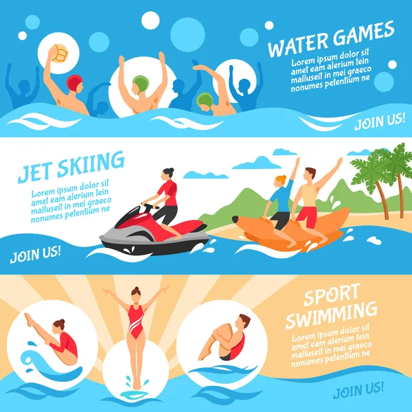 Набор плакатов для водных видов спорта — стоковый вектор